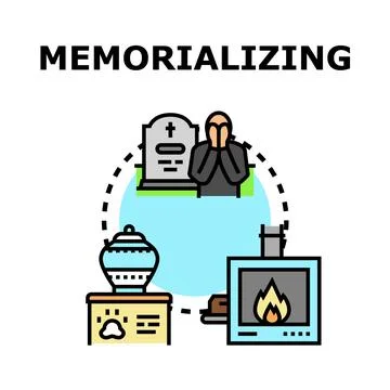 Memorializing deceased loved ones concept and rituals Stock Illustration