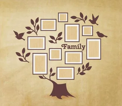 Memories tree with frames Stock Illustration