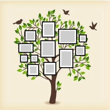 Memories tree with frames Stock Illustration