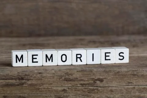 Memories, written in cubes Stock Photos