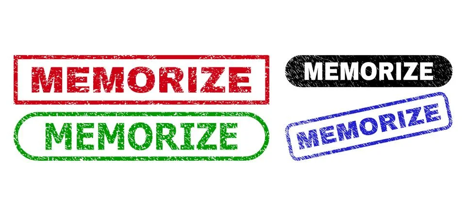 MEMORIZE Rectangle Stamp Seals with Corroded Surface Stock Illustration