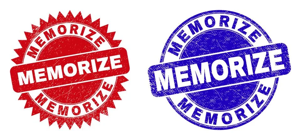 MEMORIZE Rounded and Rosette Seals with Corroded Style Stock Illustration