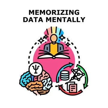 Memorizing data mentally for cognitive development Stock Illustration