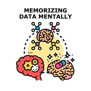 Memorizing data mentally concept vector illustration Illustrazione stock