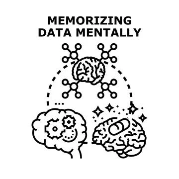 Memorizing data mentally concept vector illustration Illustrazione stock