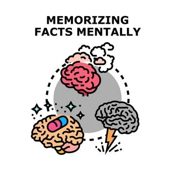 Memorizing facts mentally, memory process, mind thinking Stock Illustration