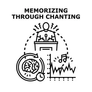 Memorizing information using chanting and repetition vector icon Stock Illustration
