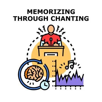 Memorizing information using chanting and repetition vector icon Stock Illustration
