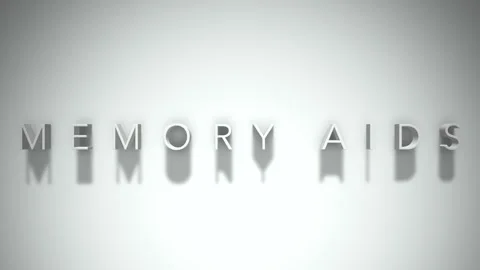 Memory aids 3D title animation with shadows on a white background Stock Footage 297081834