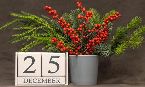 Memory and important date December 25, desk calendar - winter season. Fotos Stock