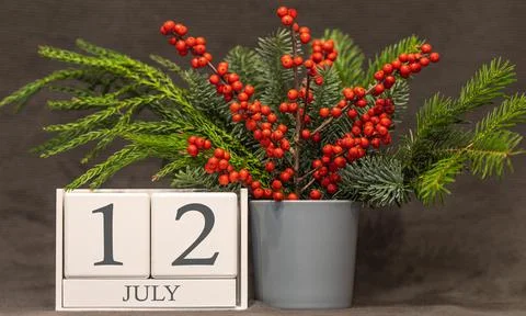 Memory and important date July 12, desk calendar - summer season. Stock Photos