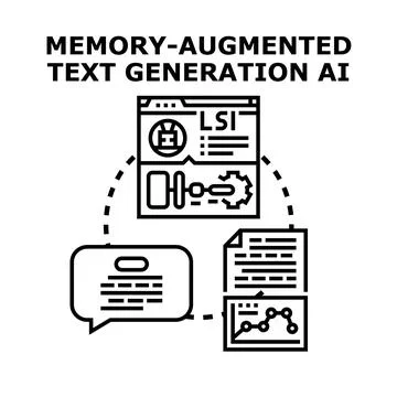 Memory augmented text generation ai system concept Stock Illustration