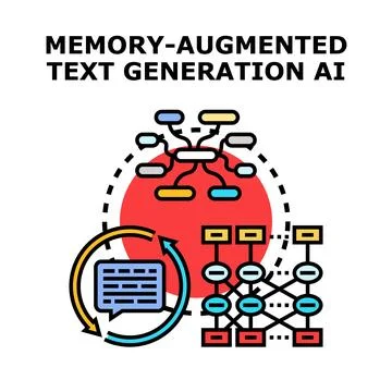 Memory augmented text generation ai vector concept Stockillustratie