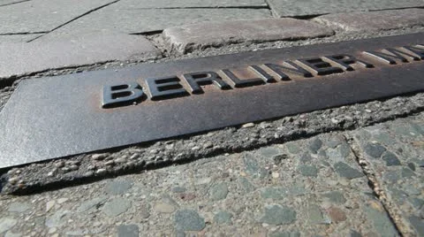 Memory of the Berlin Wall from 1961-1989 at the Berlin Köpenickerstrasse Stock Footage