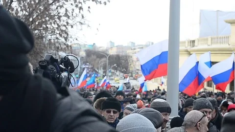 Memory of Boris Nemtsov. February 27, 2016. Moscow, Russia Stock Footage 78192612