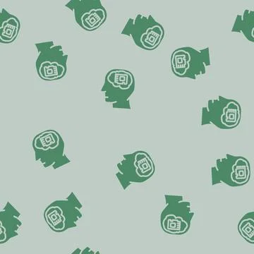 Memory brain glyph vector seamless pattern Stock Illustration