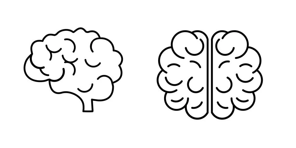 Memory brain icon set. Outline set of memory brain vector icons for web desig Stock Illustration