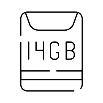 Memory card 14 gigabyte data storage device Stock Illustration