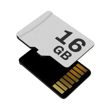 Memory card with 16 GB capacity, MicroSD flash storage disc Stock Illustration