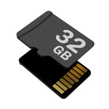 Memory card with 32 GB capacity, MicroSD flash storage disc Stock Illustration