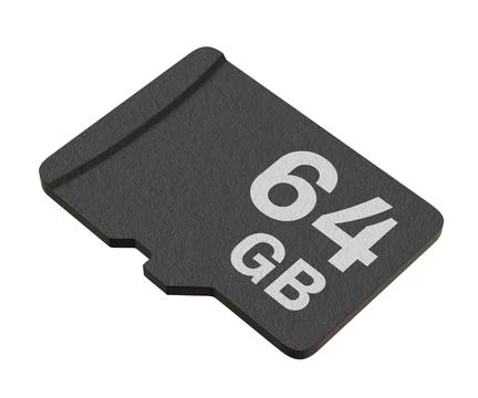 Memory card with 64 GB capacity, MicroSD flash storage disc Stock Illustration