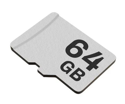 Memory card with 64 GB capacity, MicroSD flash storage disc Stock Illustration
