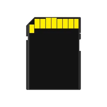 Memory card back view symbol store adapter vector icon flash drive disk. Chip Stock Illustration