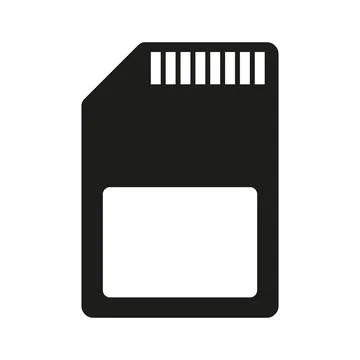 Memory card black vector icon on white background Stock Illustration