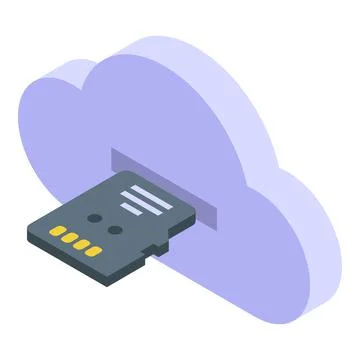Memory card cloud icon, isometric style Stock Illustration