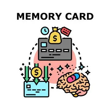 Memory card data storage and information processing concept Stock Illustration