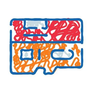 Memory card data storage icon doodle drawing Stock Illustration