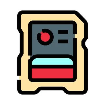 Memory card device storing digital data and technology information Stock Illustration
