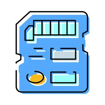 Memory card device storing digital data technology Stock Illustration