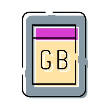 Memory card device storing digital data capacity Stock Illustration