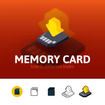 Memory card icon in different style Stock Illustration