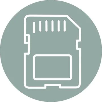 Memory card icon line art symbol graphic Stock Illustration