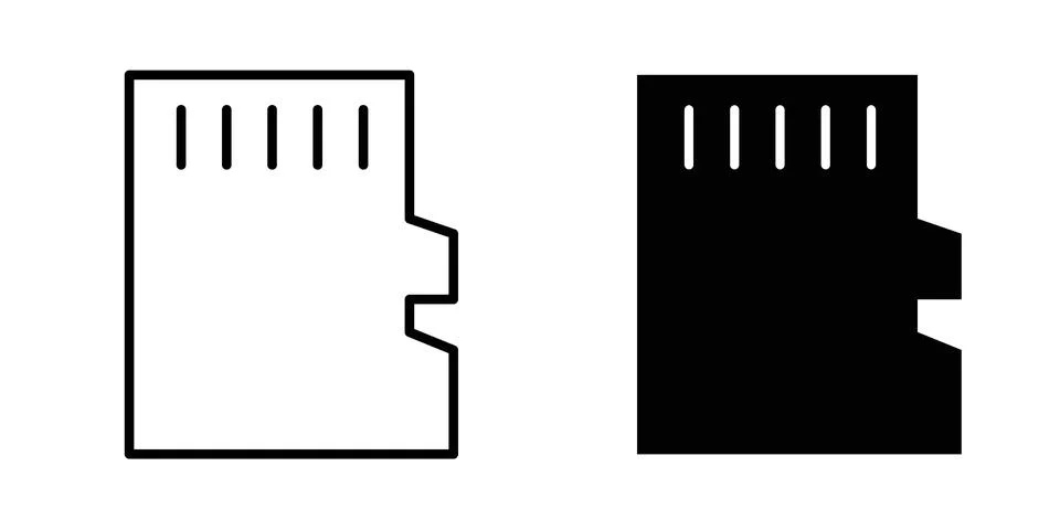 Memory card icon vector concepts, line and silhouette style Stock Illustration