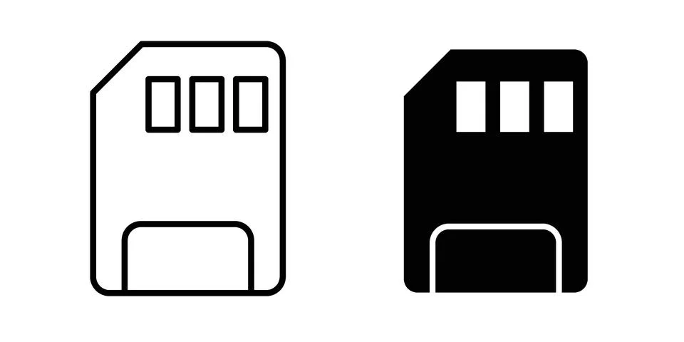 Memory card icon vectors. Illustrations in black Illustrazione stock