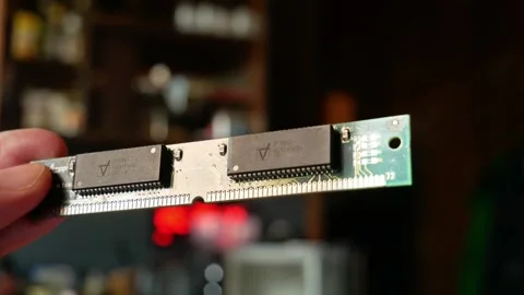Memory card for installation in a computer motherboard close-up Stock Footage 284479656