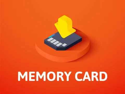Memory card isometric icon, isolated on color background Stock Illustration