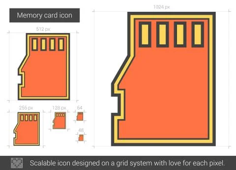 Memory card line icon Stock Illustration