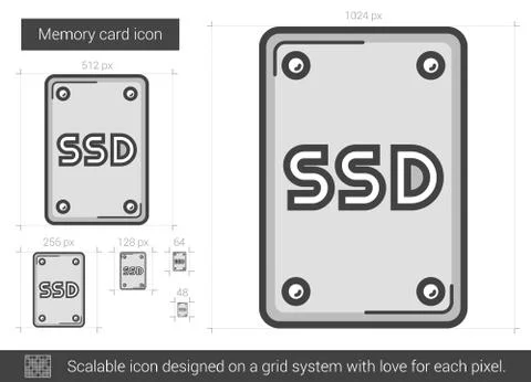 Memory card line icon Stock Illustration