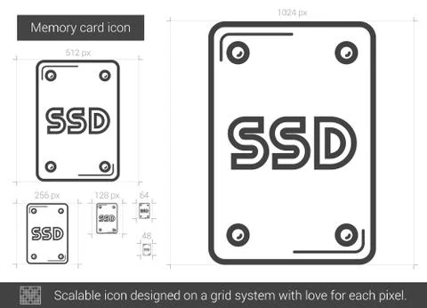 Memory card line icon Illustrazione stock
