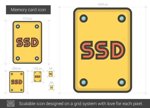Memory card line icon 스톡 일러스트