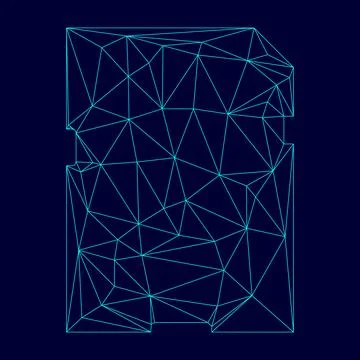 Memory card low poly triangulation triangulated polygonal electric cyan blue  Stock Illustration