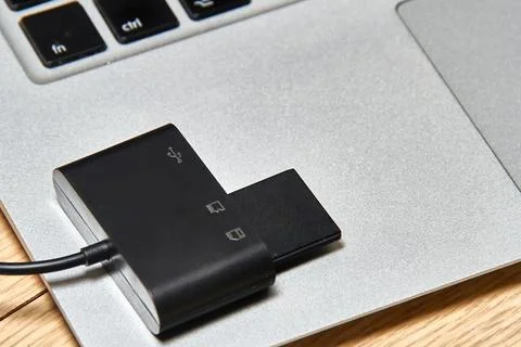 A memory card reader for reading and transferring information from a memory c Stock Photos