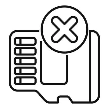Memory card showing error message with cross sign Stock Illustration