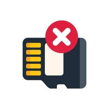 Memory card showing error message with red cross sign Stock Illustration