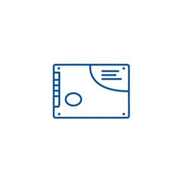 Memory card, ssd line icon concept. Memory card, ssd flat vector symbol, sign Stock Illustration