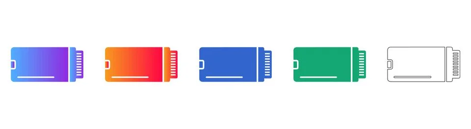 Memory Card Storage Icons Set Stock Illustration